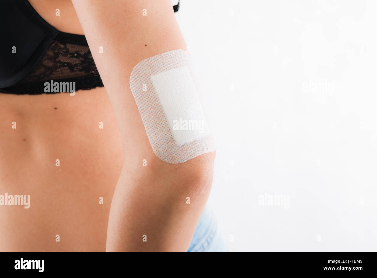 cure bandage wound hurt injured injury dressing care woman close humans human Stock Photo