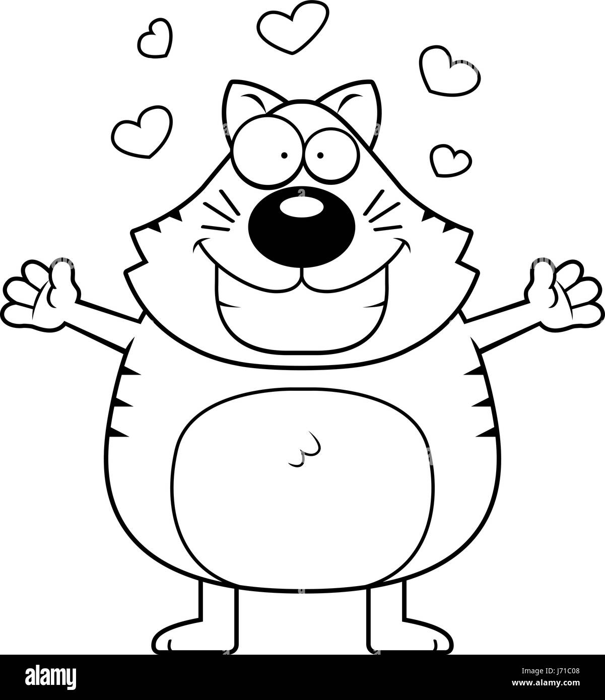 A happy cartoon cat ready to give a hug. Stock Vector