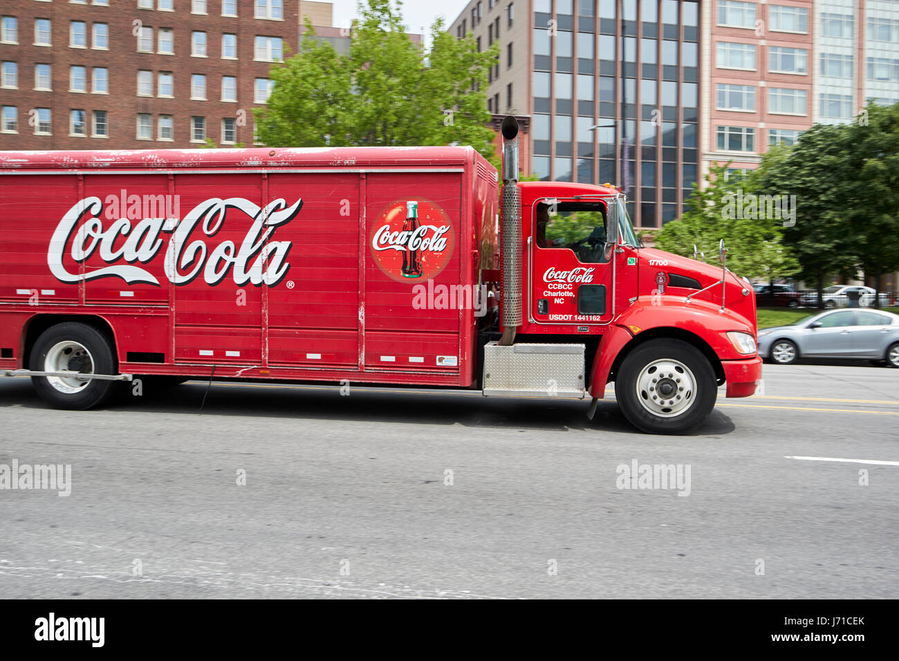 coca-cola truck driving through Washington DC USA Stock Photo
