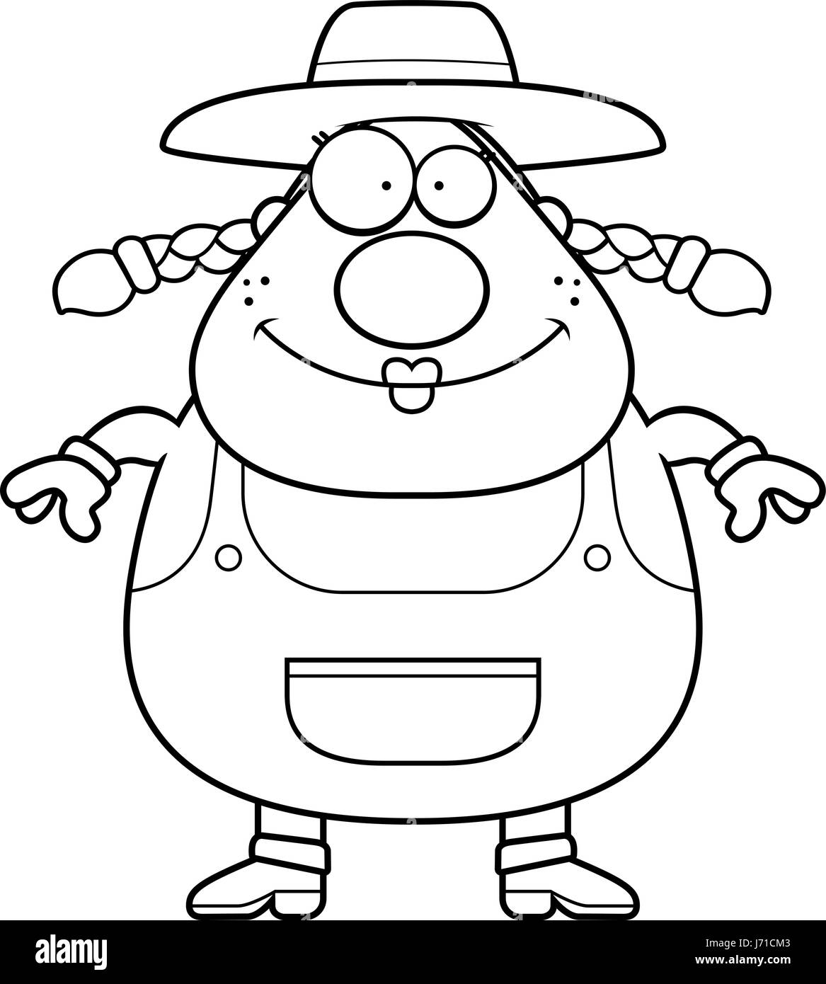 A happy cartoon farm girl standing and smiling Stock Vector Image & Art ...