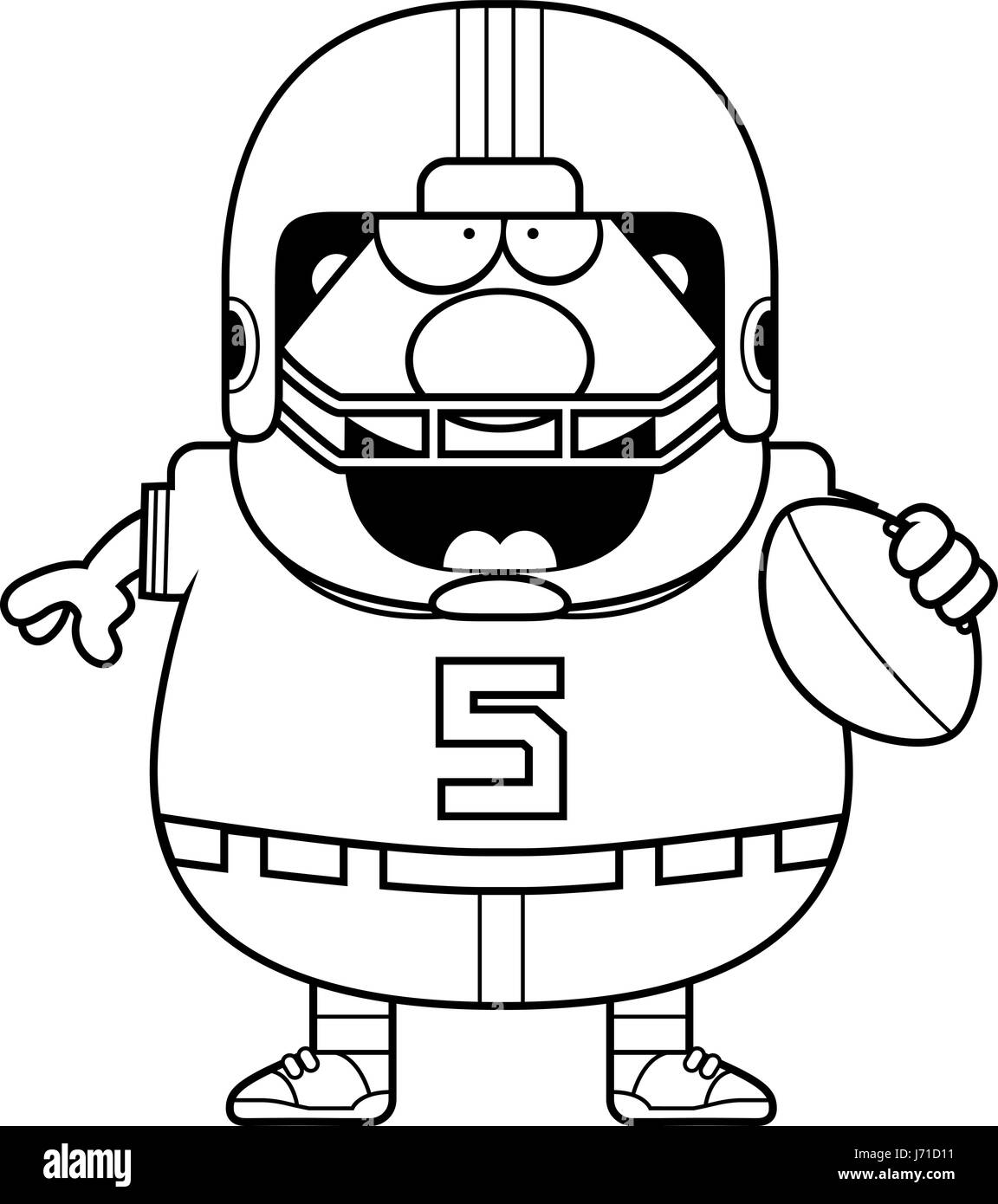 A cartoon illustration of a football player with a football Stock ...