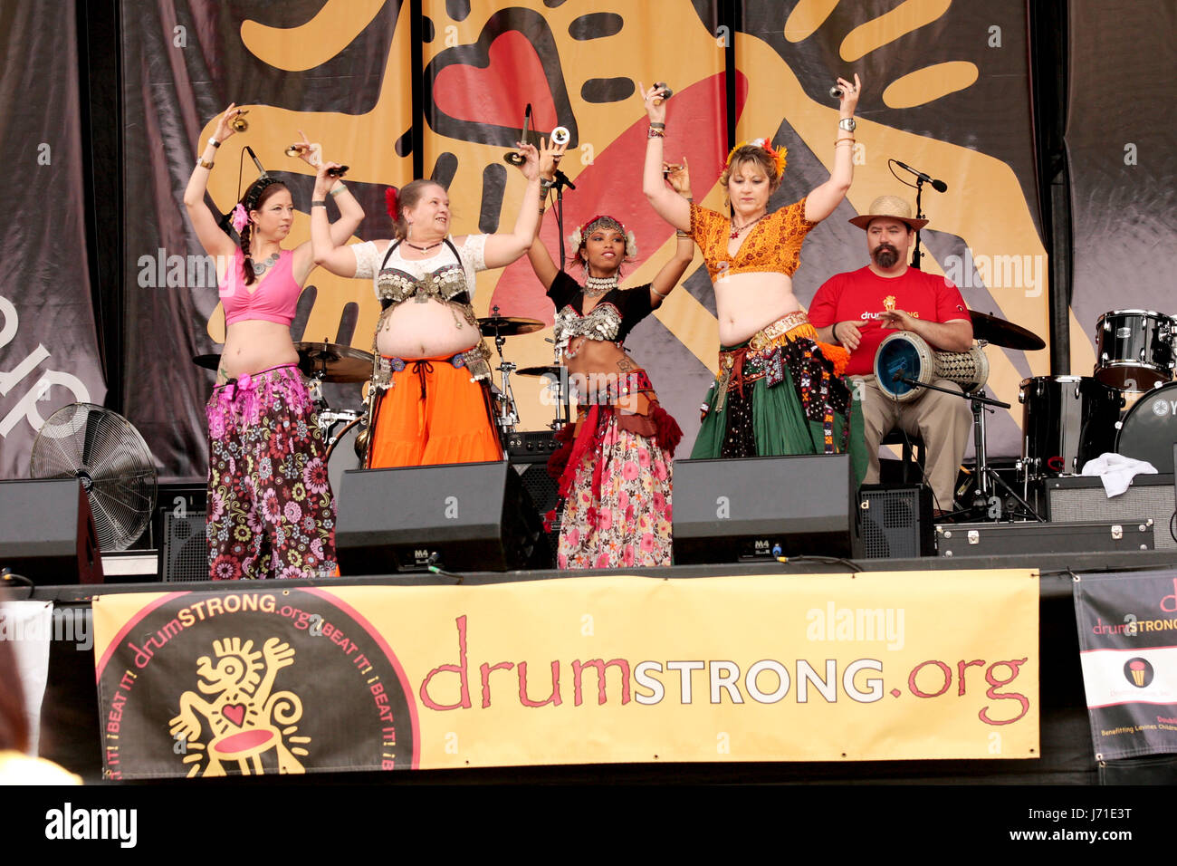 Belly Dancers on Main Stage at DrumStrong Stock Photo