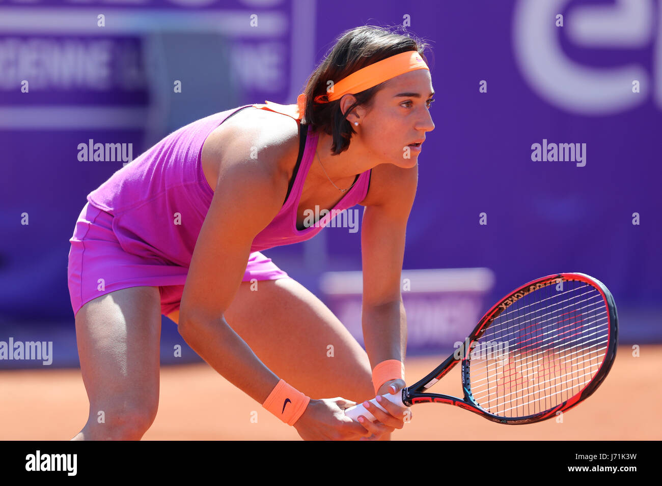 Strasbourg, France. 22nd May, 2017. French tennis player Caroline Garcia is in action during her match in the 1st round of the WTA tennis Internationaux of Strasbourg vs American player Jennifer Brady on May 22, 2017 in Strasbourg, France - Credit: Yan Lerval/Alamy Live News Stock Photo