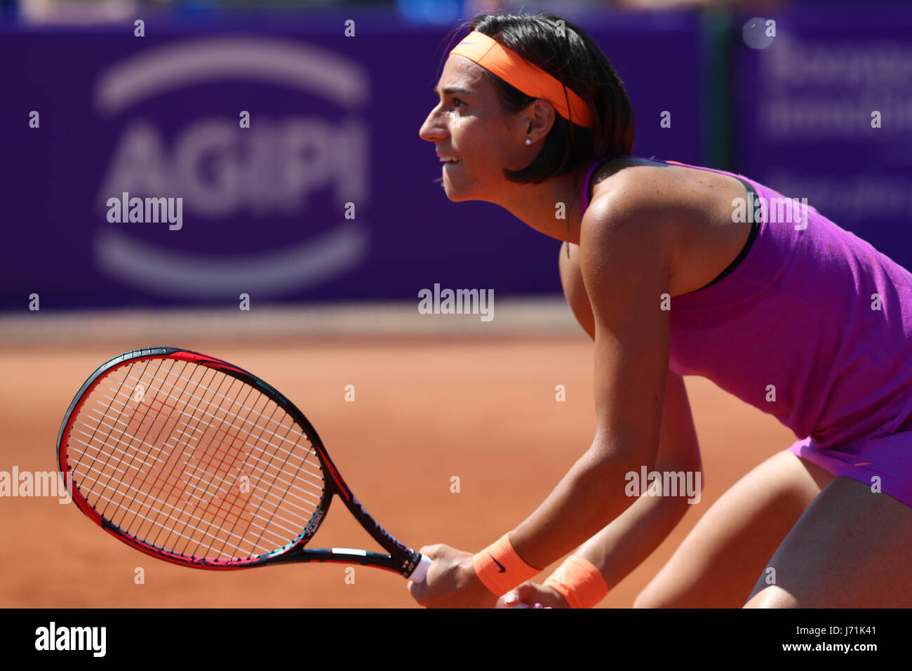 Strasbourg, France. 22nd May, 2017. French tennis player Caroline Garcia is in action during her match in the 1st round of the WTA tennis Internationaux of Strasbourg vs American player Jennifer Brady on May 22, 2017 in Strasbourg, France - Credit: Yan Lerval/Alamy Live News Stock Photo