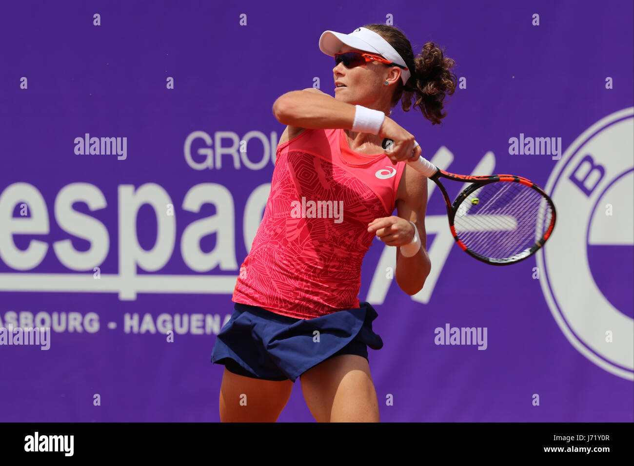 Strasbourg, France. 23rd May, 2017. Australian tennis player Samantha Stosur is in action during her match in the 2nd round of the WTA tennis Internationaux of Strasbourg vs American player Madison Brengle on May 23, 2017 in Strasbourg, France - Credit: Yan Lerval/Alamy Live News Stock Photo