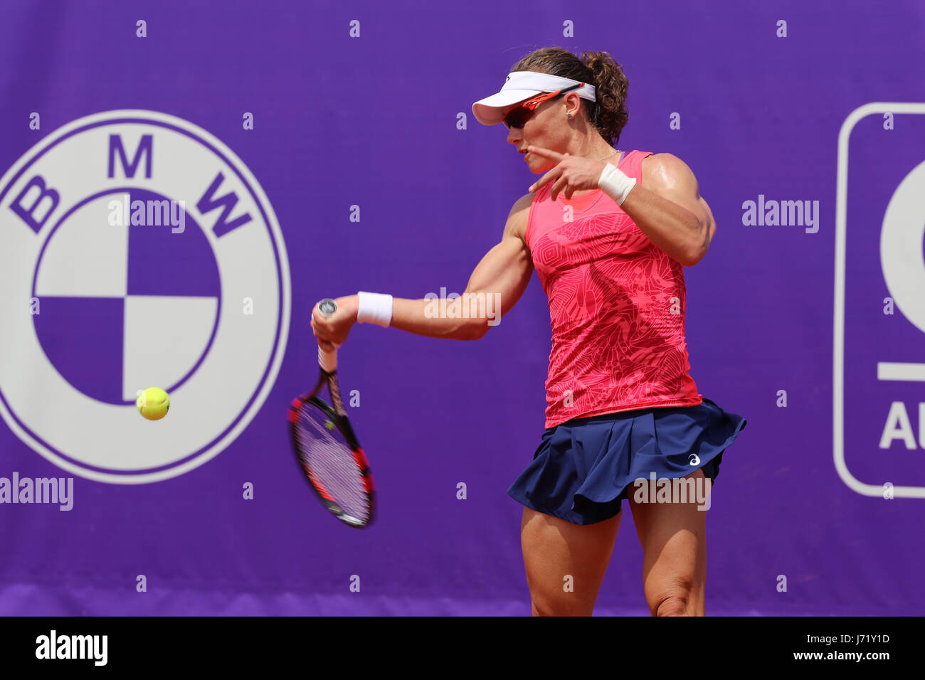 Strasbourg, France. 23rd May, 2017. Australian tennis player Samantha Stosur is in action during her match in the 2nd round of the WTA tennis Internationaux of Strasbourg vs American player Madison Brengle on May 23, 2017 in Strasbourg, France - Credit: Yan Lerval/Alamy Live News Stock Photo