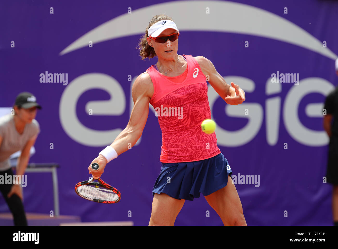 Strasbourg, France. 23rd May, 2017. Australian tennis player Samantha Stosur is in action during her match in the 2nd round of the WTA tennis Internationaux of Strasbourg vs American player Madison Brengle on May 23, 2017 in Strasbourg, France - Credit: Yan Lerval/Alamy Live News Stock Photo