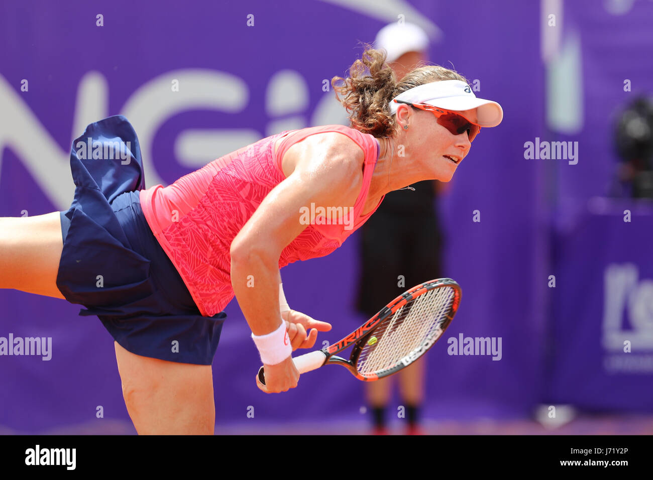 Strasbourg, France. 23rd May, 2017. Australian tennis player Samantha Stosur is in action during her match in the 2nd round of the WTA tennis Internationaux of Strasbourg vs American player Madison Brengle on May 23, 2017 in Strasbourg, France - Credit: Yan Lerval/Alamy Live News Stock Photo