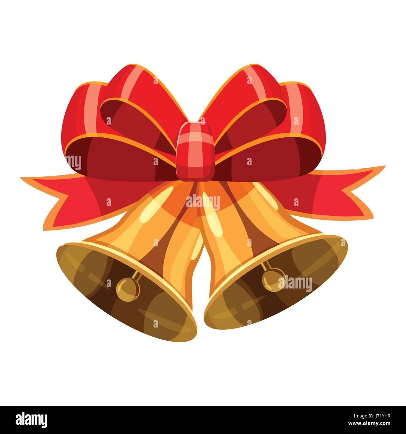 Christmas bells. Jingle bells or sleigh bells. With red bow and christmas  holly. cartoon vector illustration Stock Vector Image & Art - Alamy