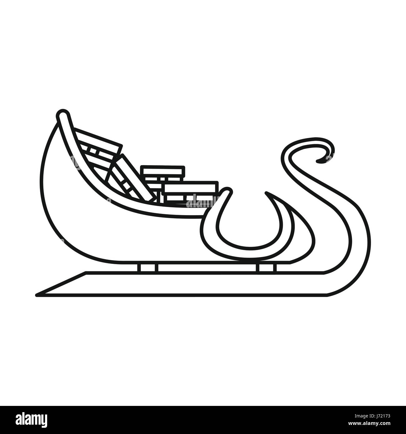 Santa Claus sleigh with gifts icon, outline style Stock Vector Image