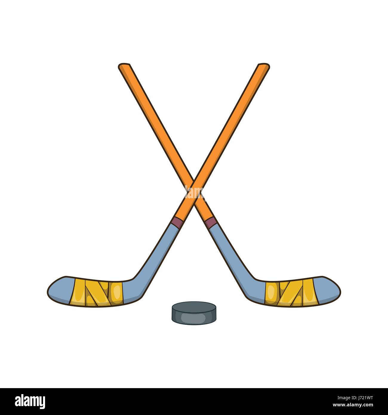 Hockey sticks and puck icon, cartoon style Stock Vector Image & Art Alamy