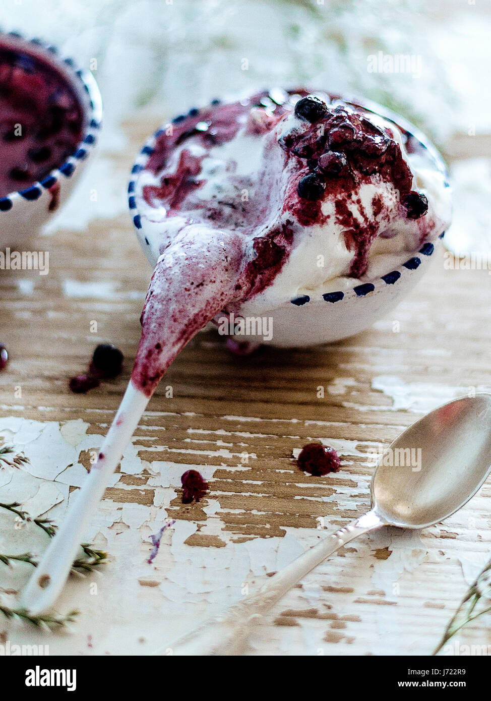 Vanilla ice cream with jam on background Stock Photo Alamy