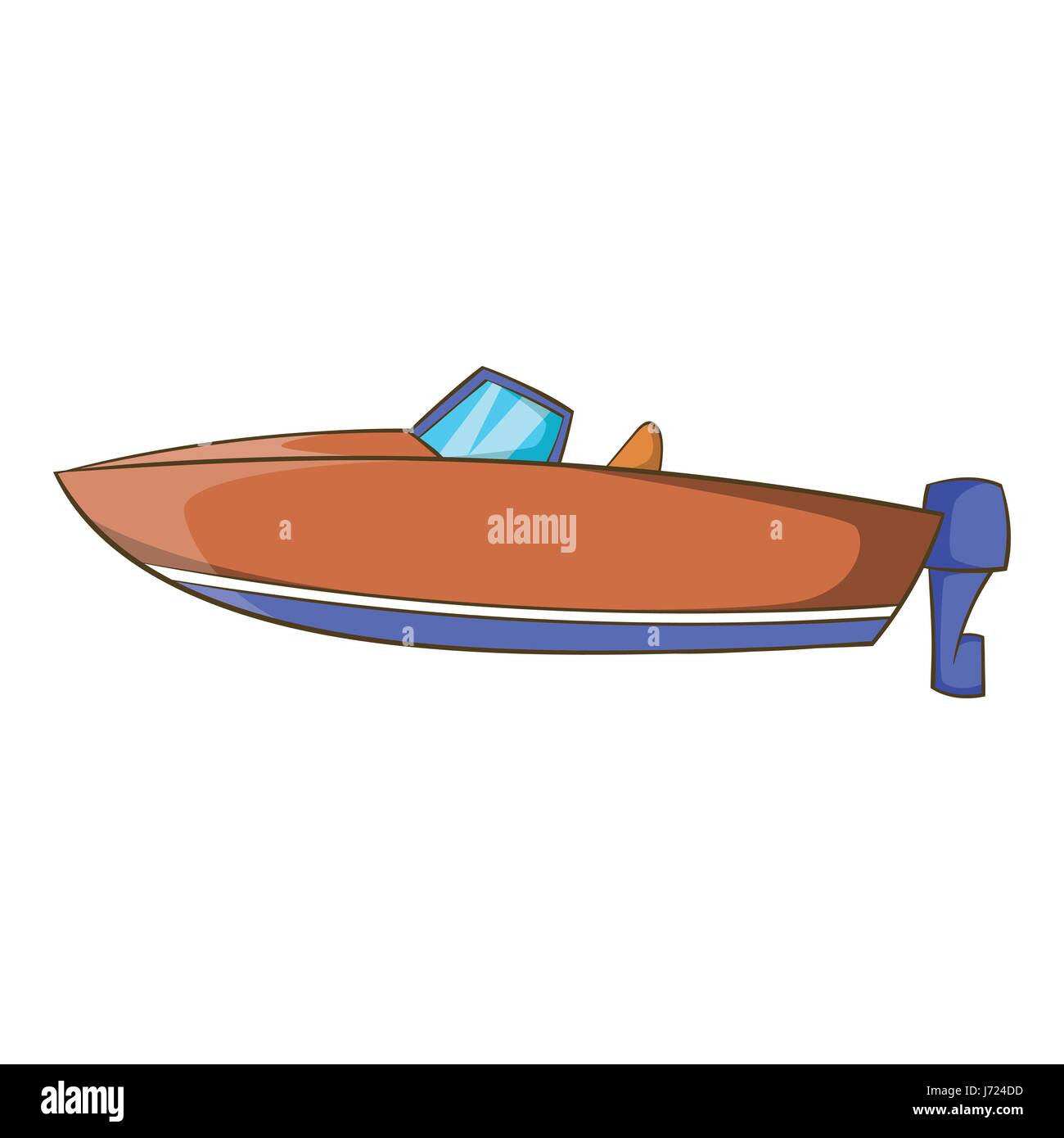 Speeding Motorboat Vector Clipart Set / Outline & Stamp 