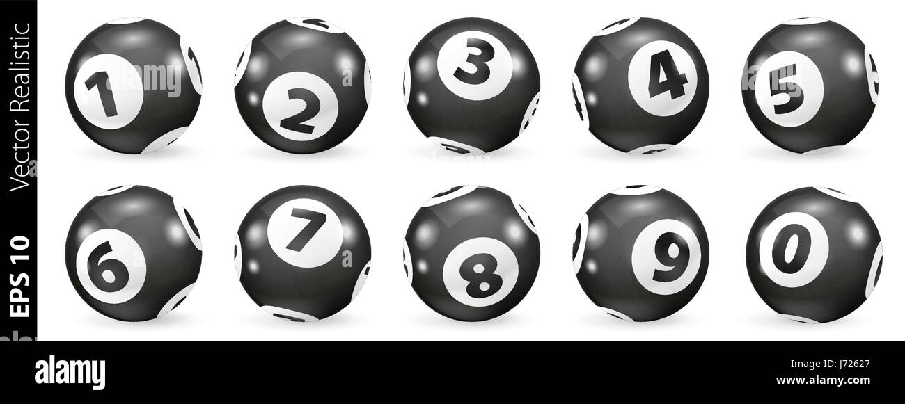 Set of black and white Lottery balls. Bingo balls set. Bingo balls with