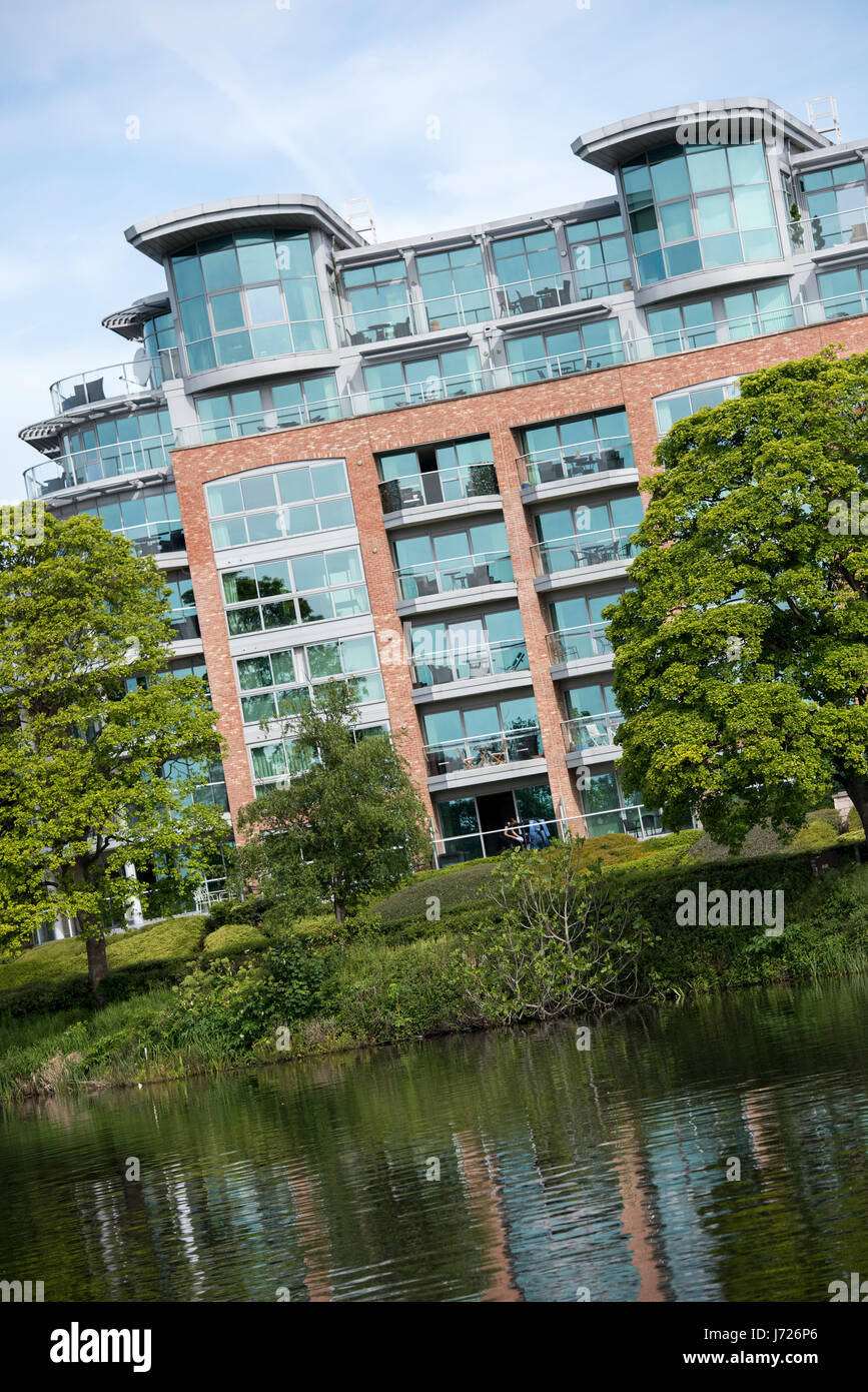 Riverside Crescent Luxury Apartments from across the River Trent in