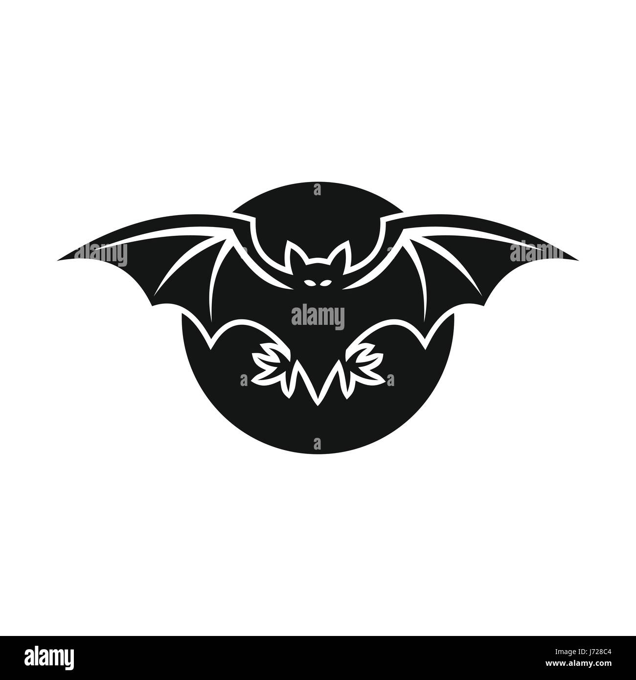 Bat and moon icon, simple style Stock Vector