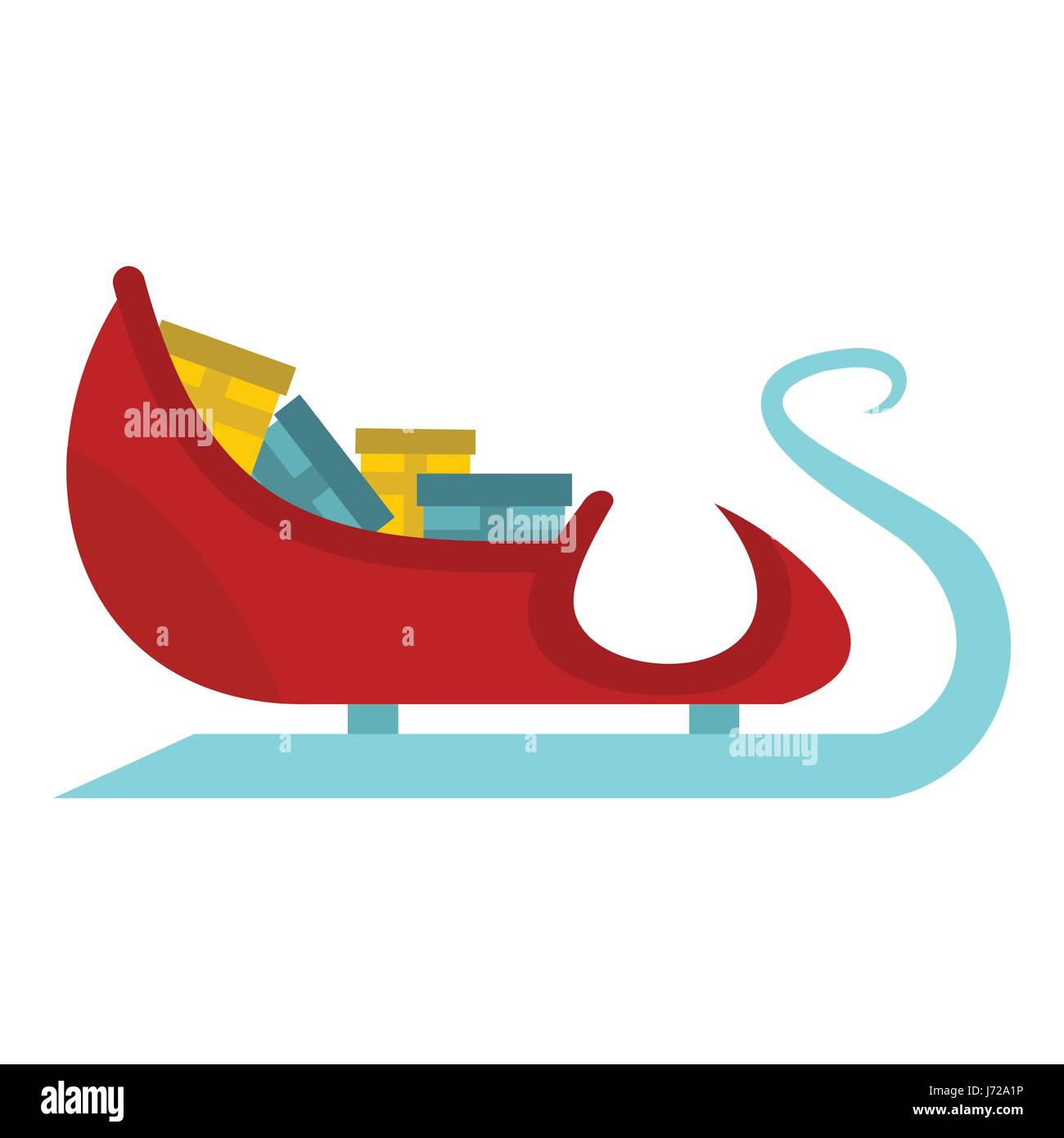 Santa Claus sleigh with gifts icon, flat style Stock Vector Image & Art ...