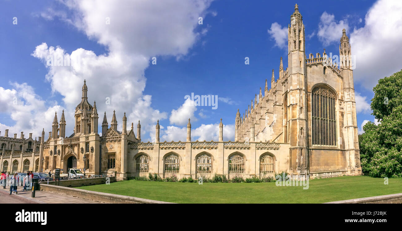 Panorama of the famous King's college university of Cambridge and chapel in Cambridge, UK Stock Photo