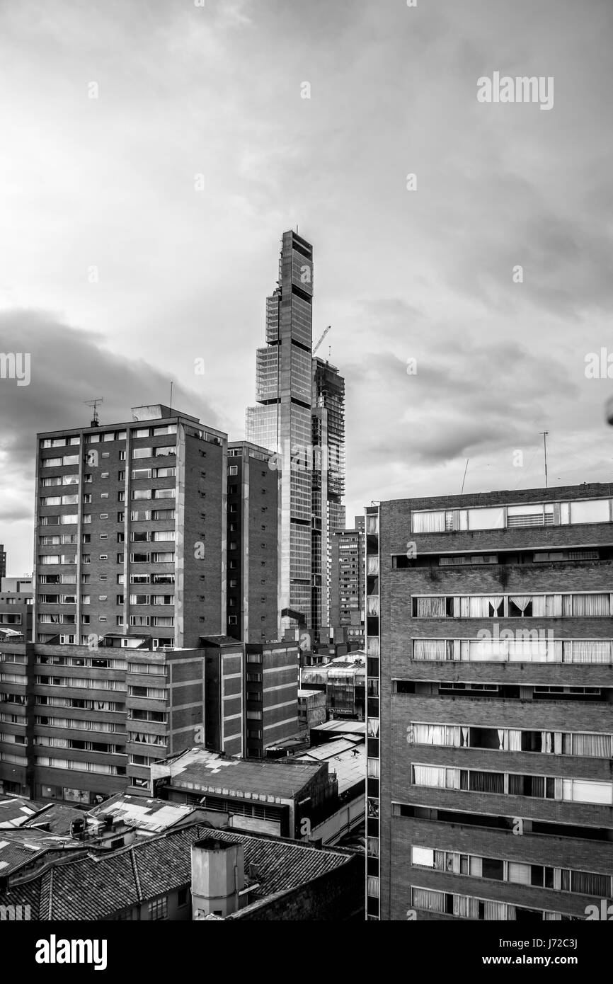 BOGOTA, COLOMBIA Aug, 2016 Black and White Bogota Skyline Bogota