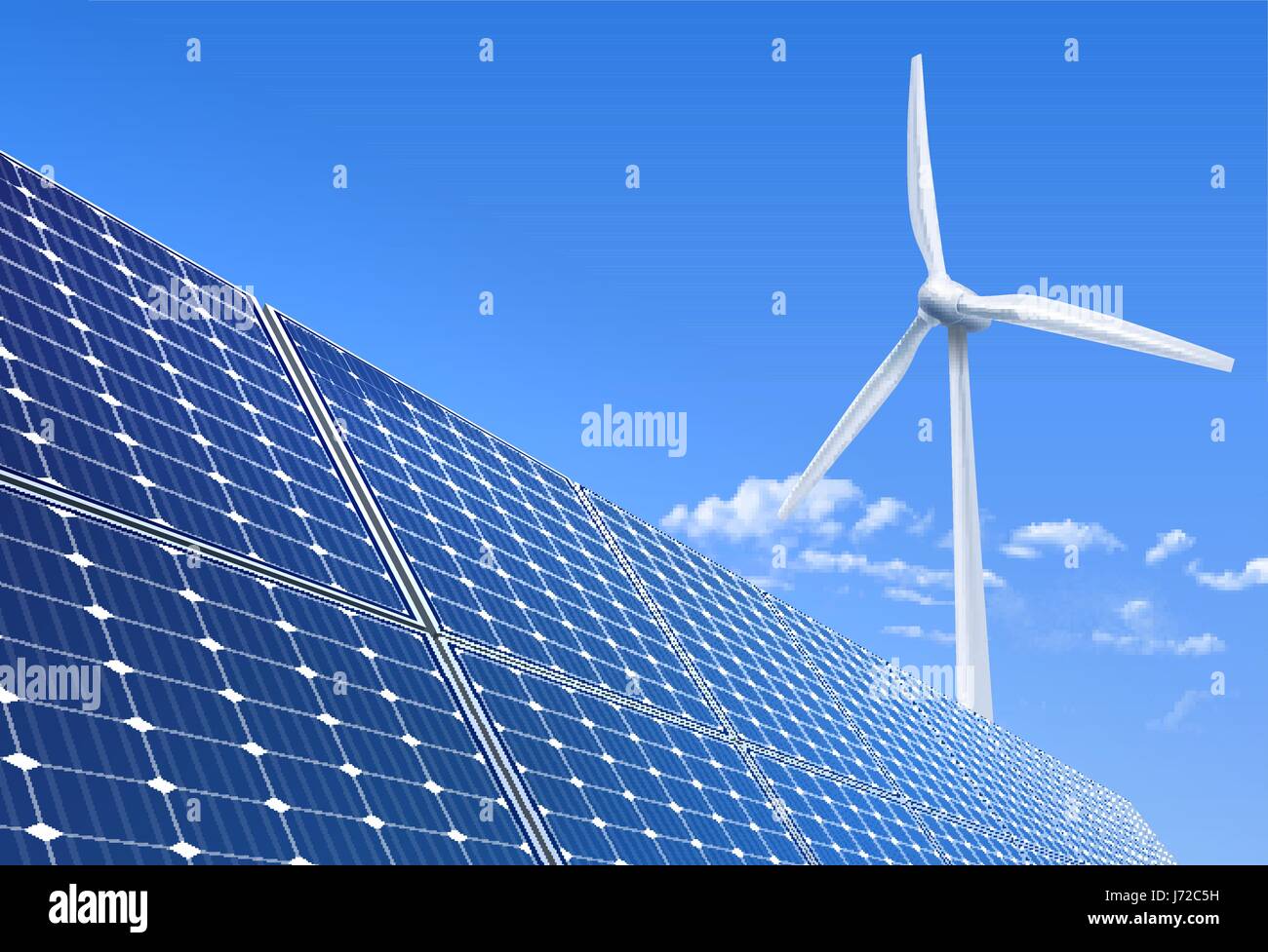 Solar panel and wind turbine . High quality illustration Stock Vector