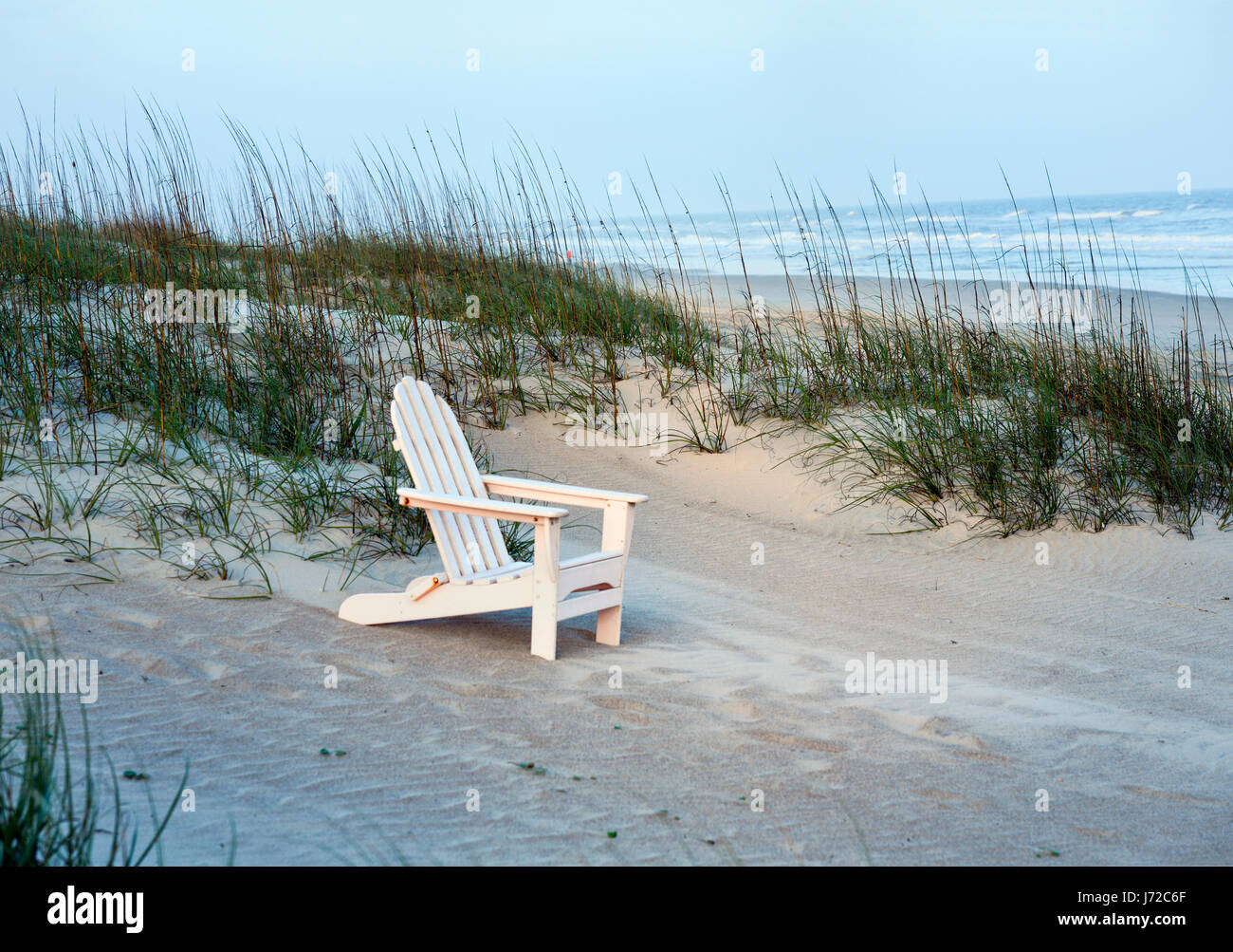 Adorondack Chair on Emerald Island Beach Stock Photo