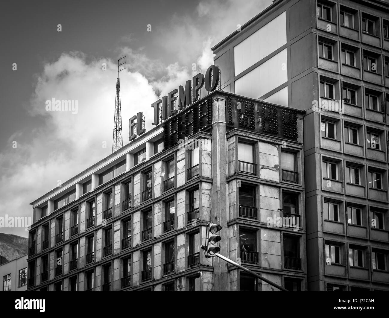 BOGOTA, COLOMBIA - Aug, 2016: Black and White Building in Downtown Bogota - Bogota, Colombia Stock Photo