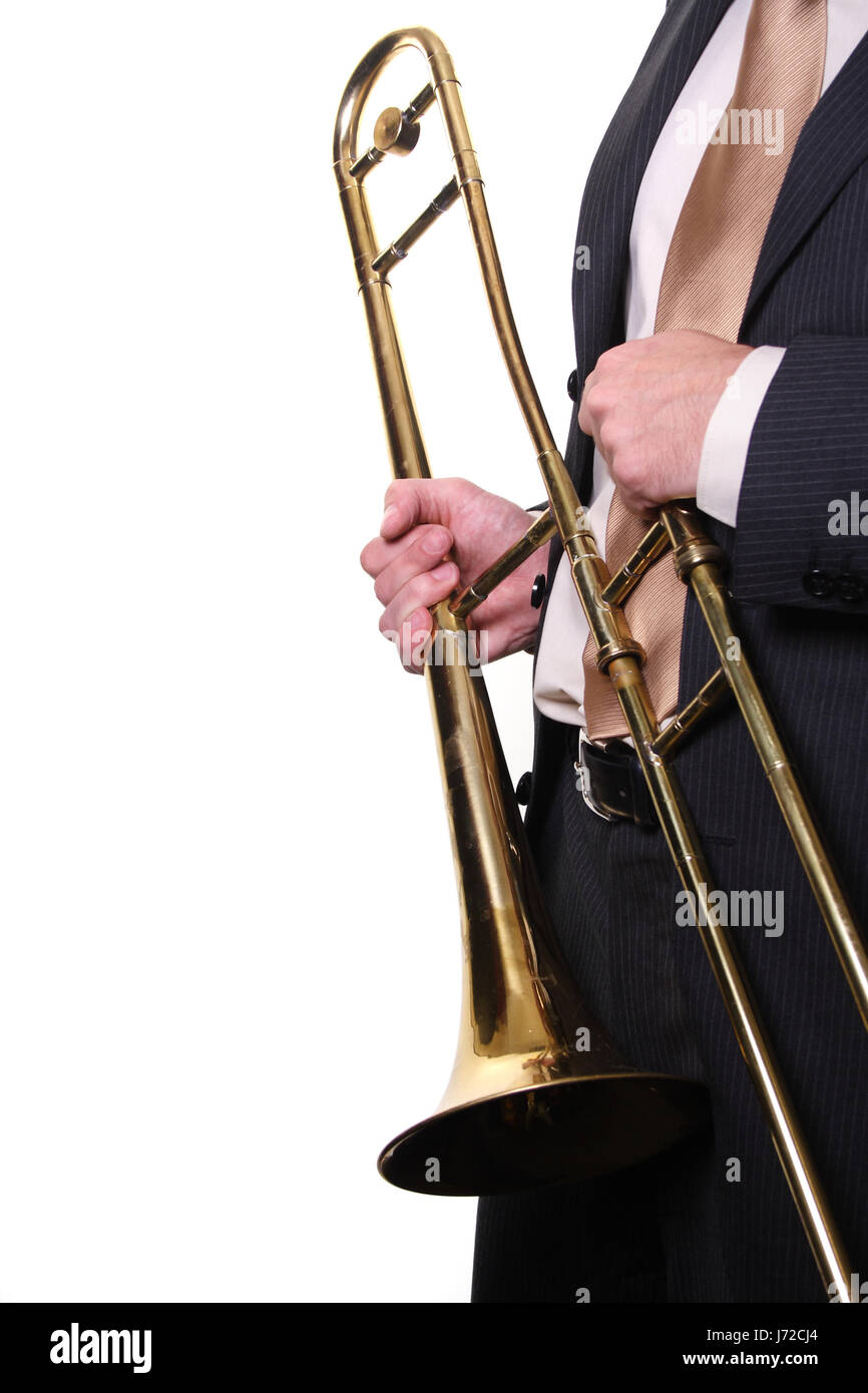 hand music classical trombone wind instrument measure instrument method man Stock Photo