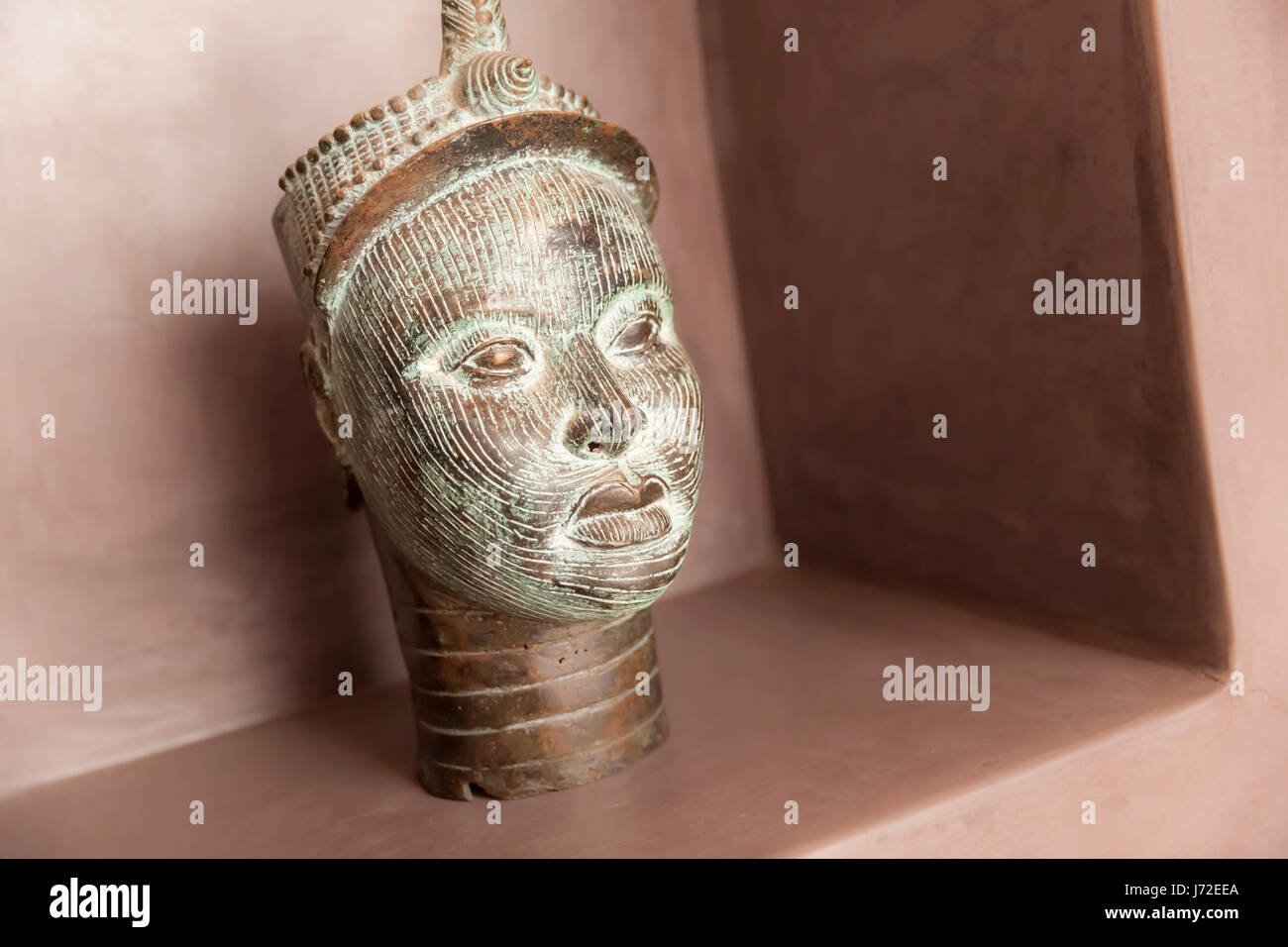 Bronze head statue depticting an african woman, Marrakech, Morocco Stock Photo