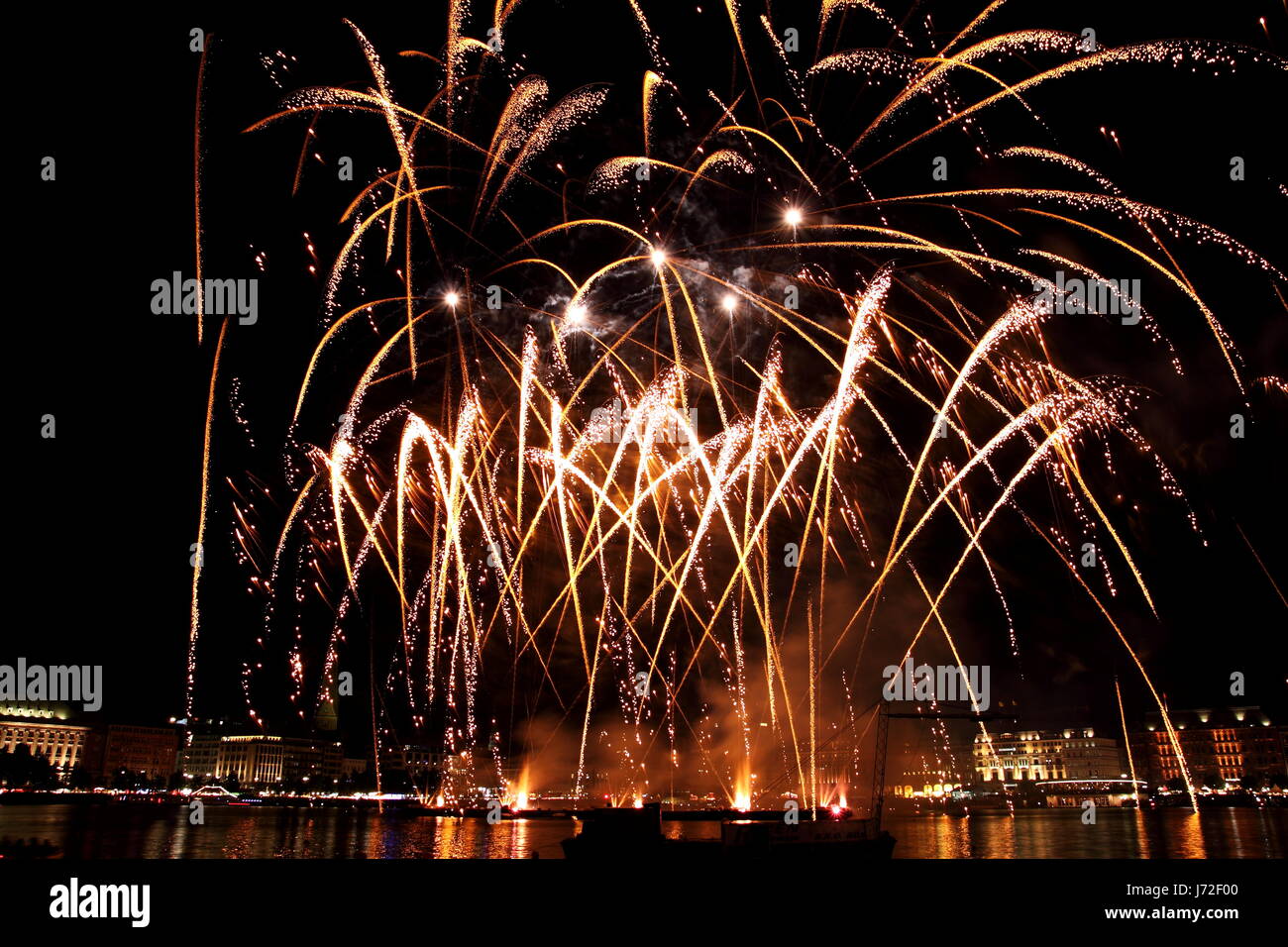 folk festival hamburg silvester firework fireworks night nighttime night Stock Photo