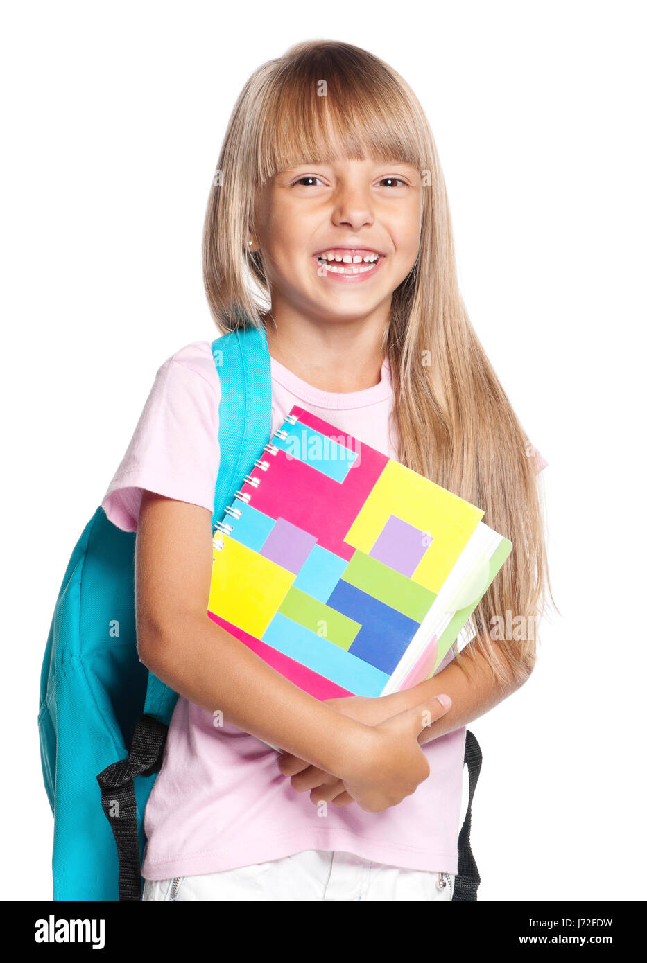 Little girl with backpack Stock Photo - Alamy