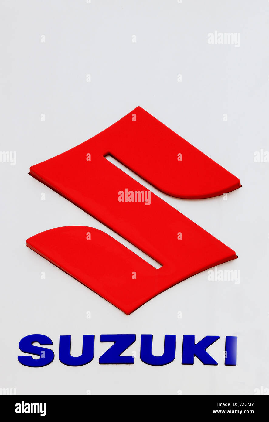 Suzuki sign, logo, motorcar sales, dealers, dealership, England, UK Stock Photo