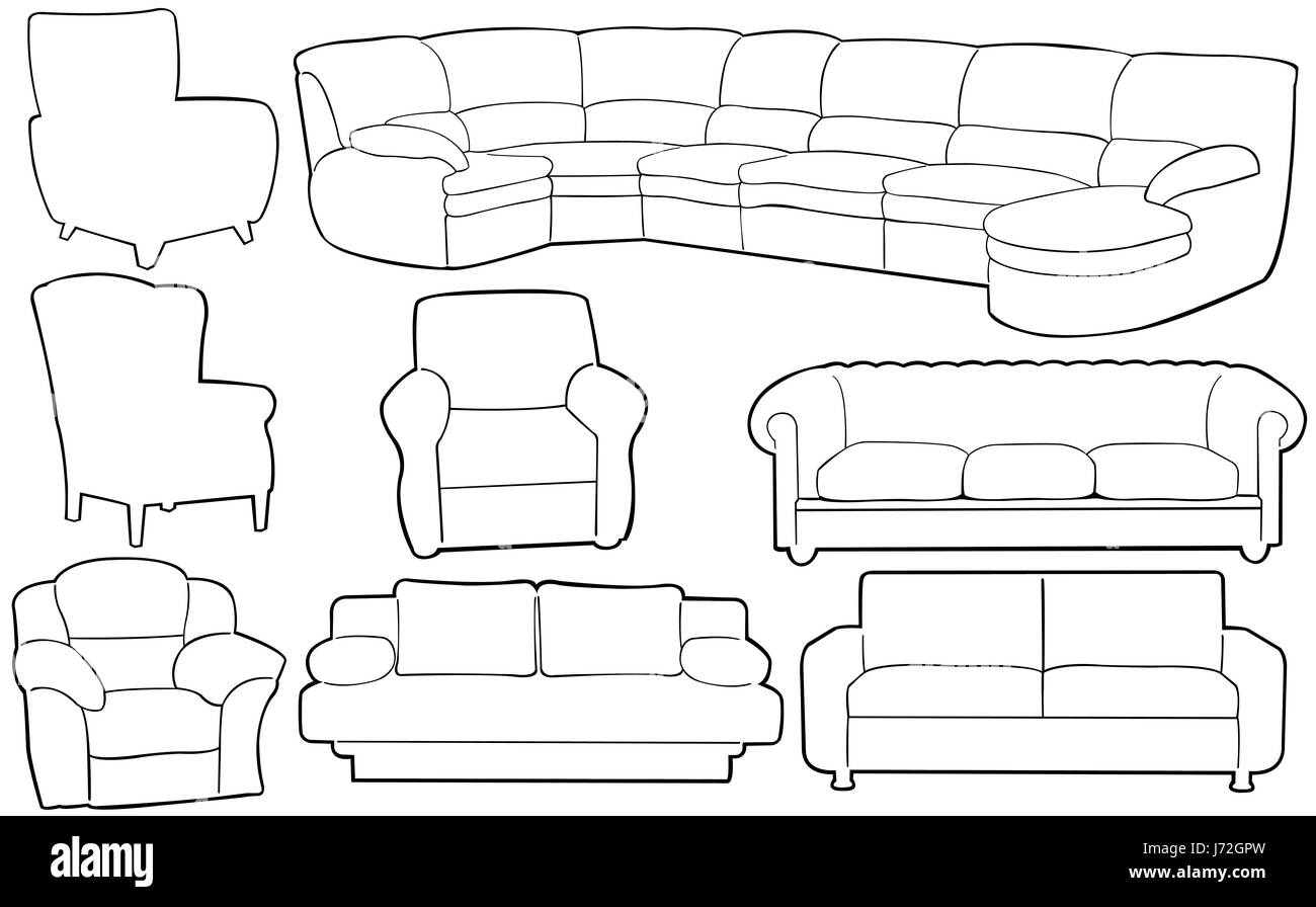 Set of different couches isolated on white Stock Photo Alamy