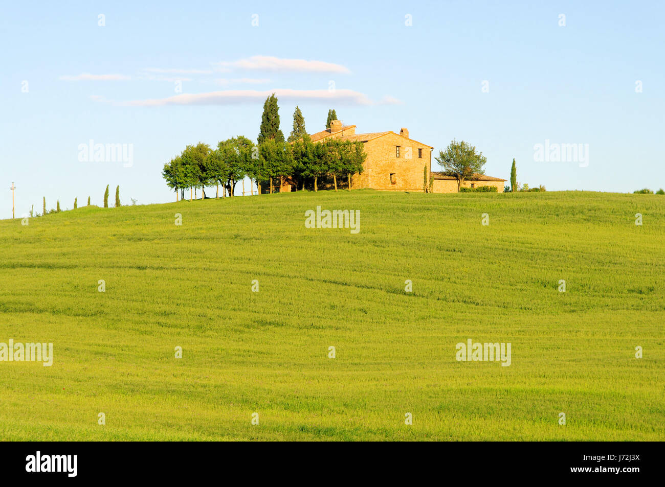 house building hill spring tuscany cypress italy blue house building ...