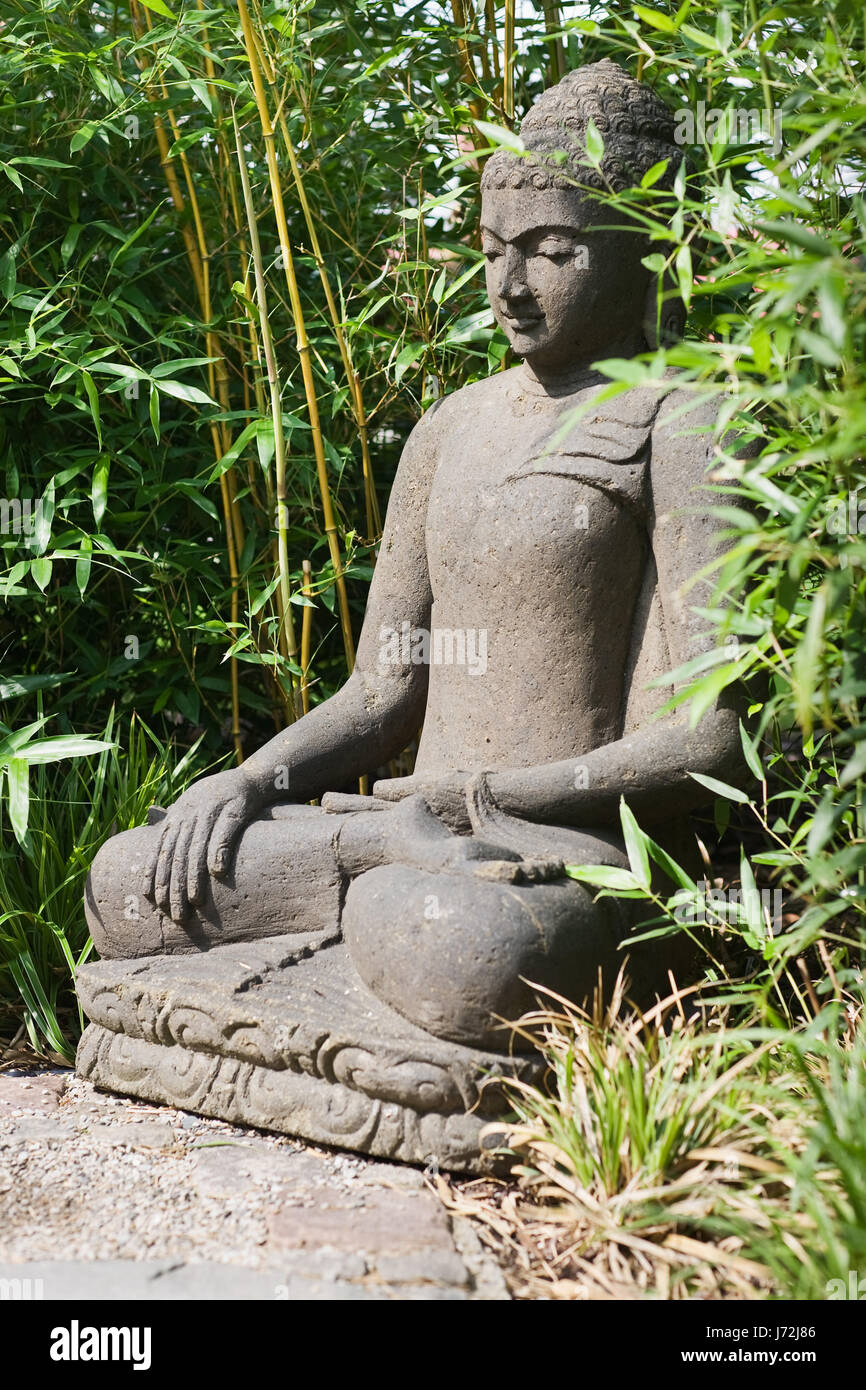 garden buddha outside bamboo gardens put sitting sit day leaf religion