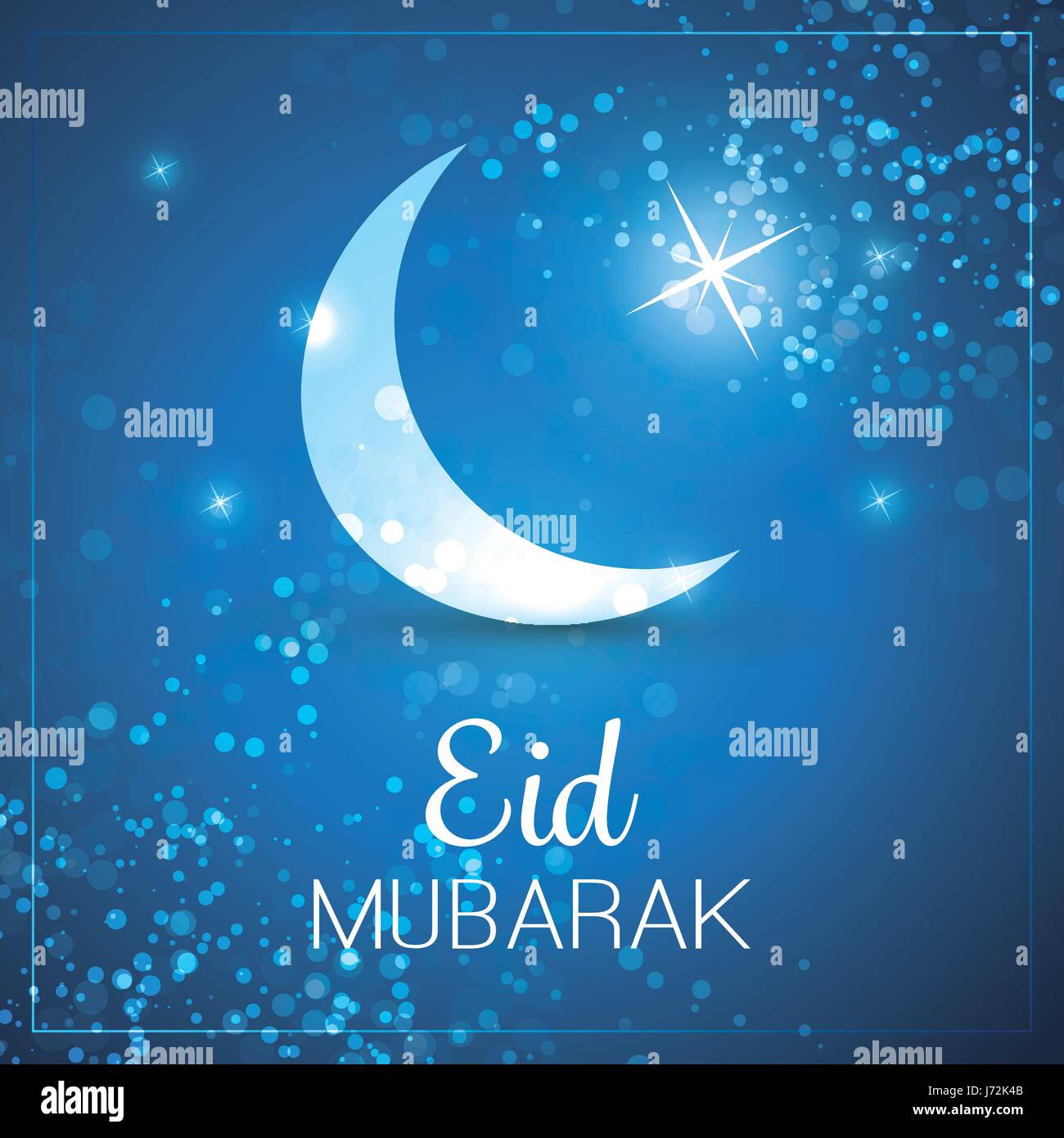 Eid Mubarak - Moon in the Sky - Greeting Card for Muslim 