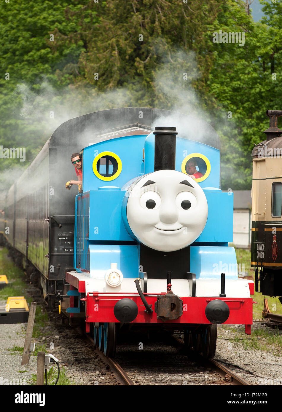 Thomas the Tank Engine makes an appearance at the West Coast Railway Museum.  Sunday, May 21, 2017.  Photo by David Buzzard/For The Squamish Chief. Stock Photo