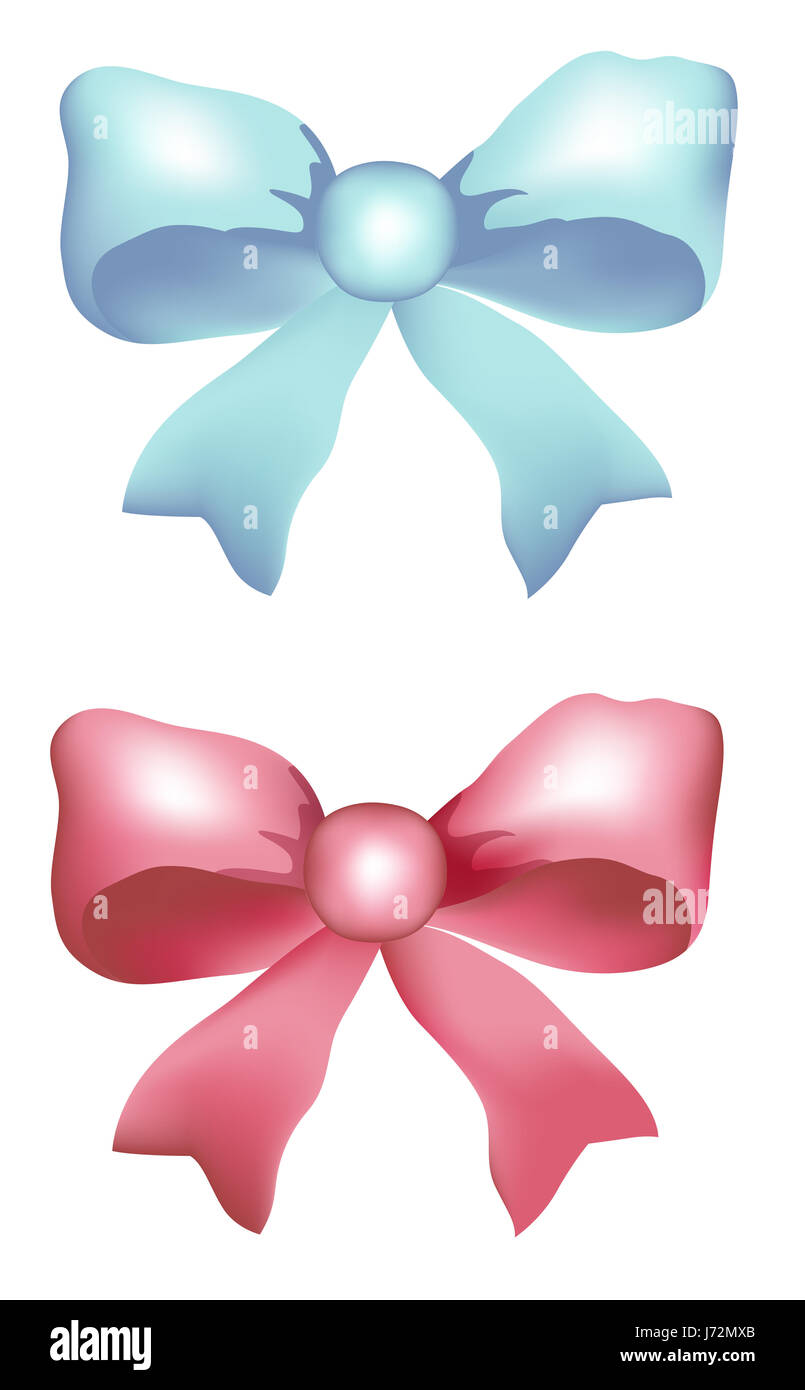 Set of isolated pink, white and blue photorealistic silk bows: Graphic  #72180513