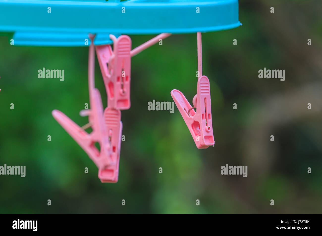 clothes pins on a washing line close up Stock Photo Alamy