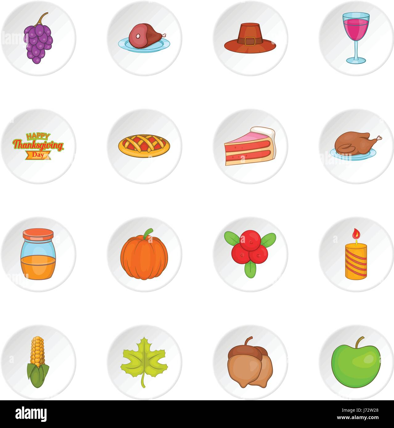 Thanksgiving icons set, cartoon style Stock Vector Image & Art - Alamy