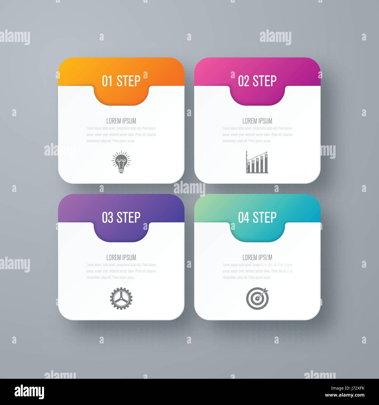 Business infographics template 4 steps with square Stock Vector Image ...