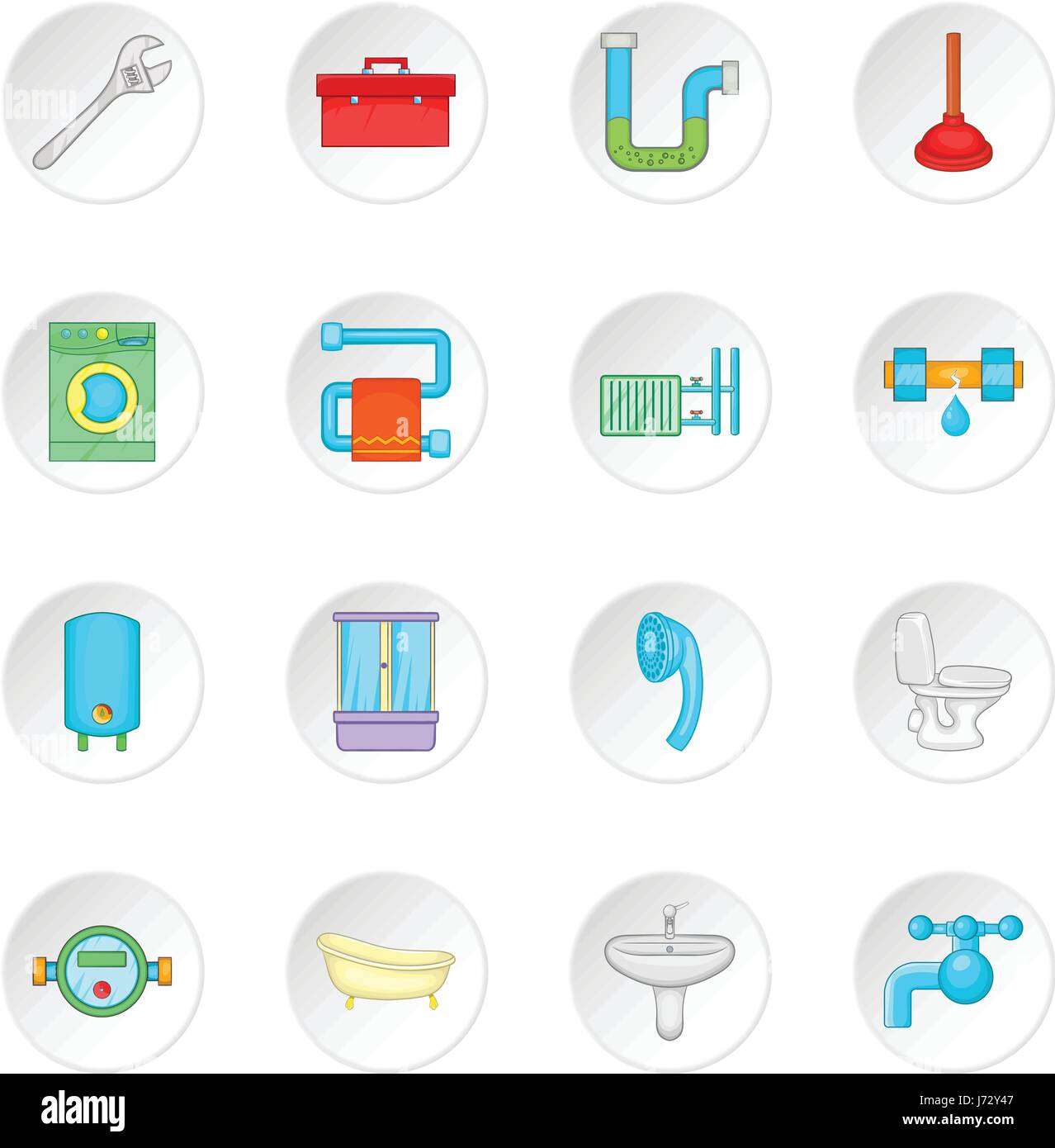 Bathroom icons set, cartoon style Stock Vector Image & Art - Alamy