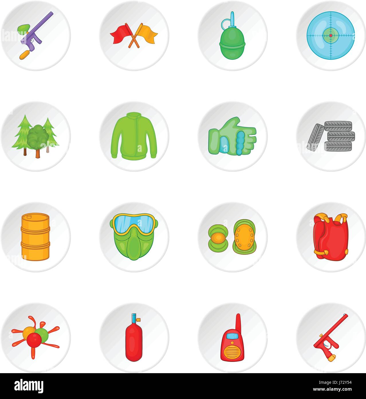 Paintball icons set, cartoon style Stock Vector Image & Art - Alamy