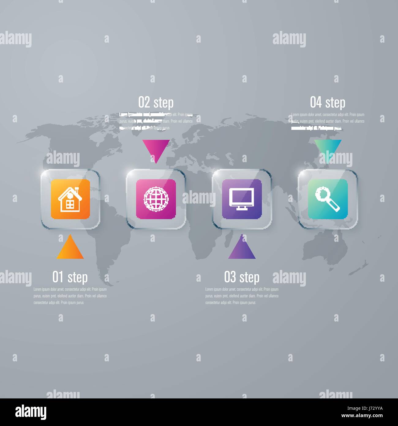 Business infographics template 4 steps with square Stock Vector Image ...