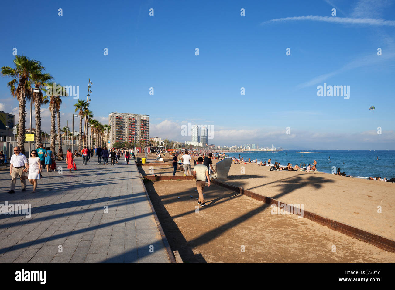 Promenade And Beach In Barceloneta Barcelona Spain Stock Photo Alamy