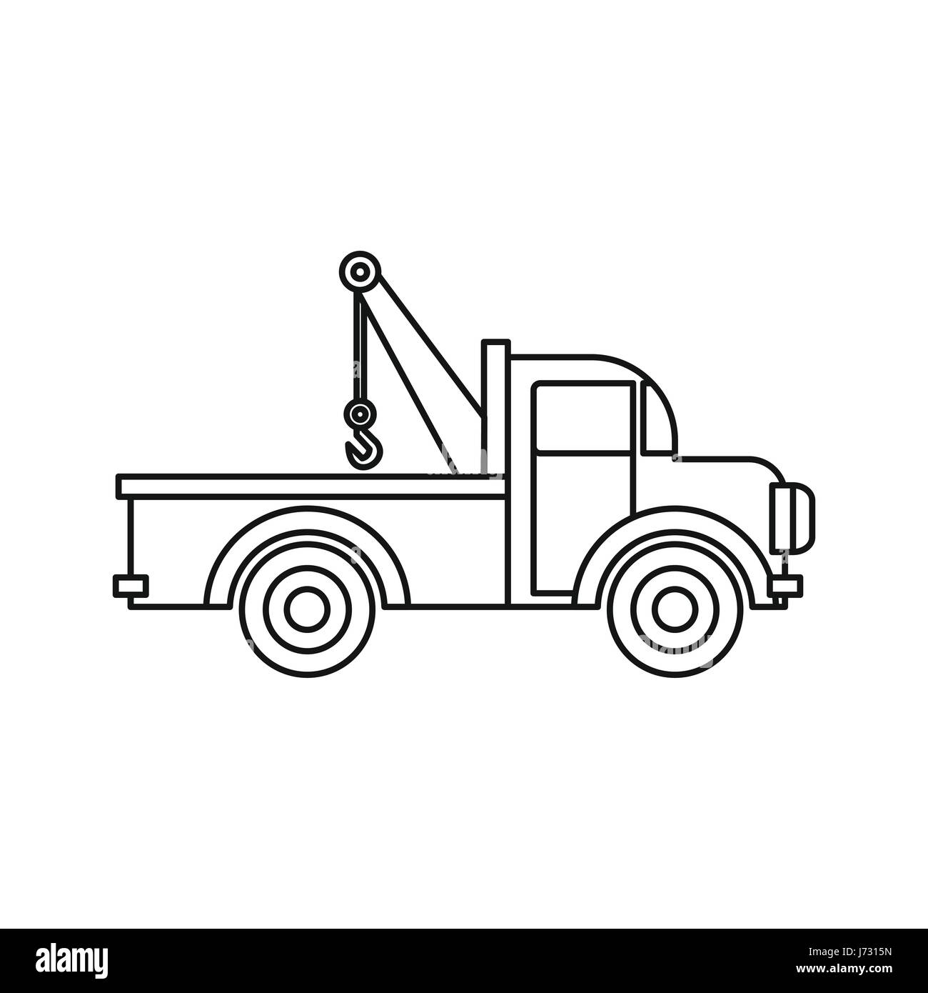 Car towing truck icon, outline style Stock Vector