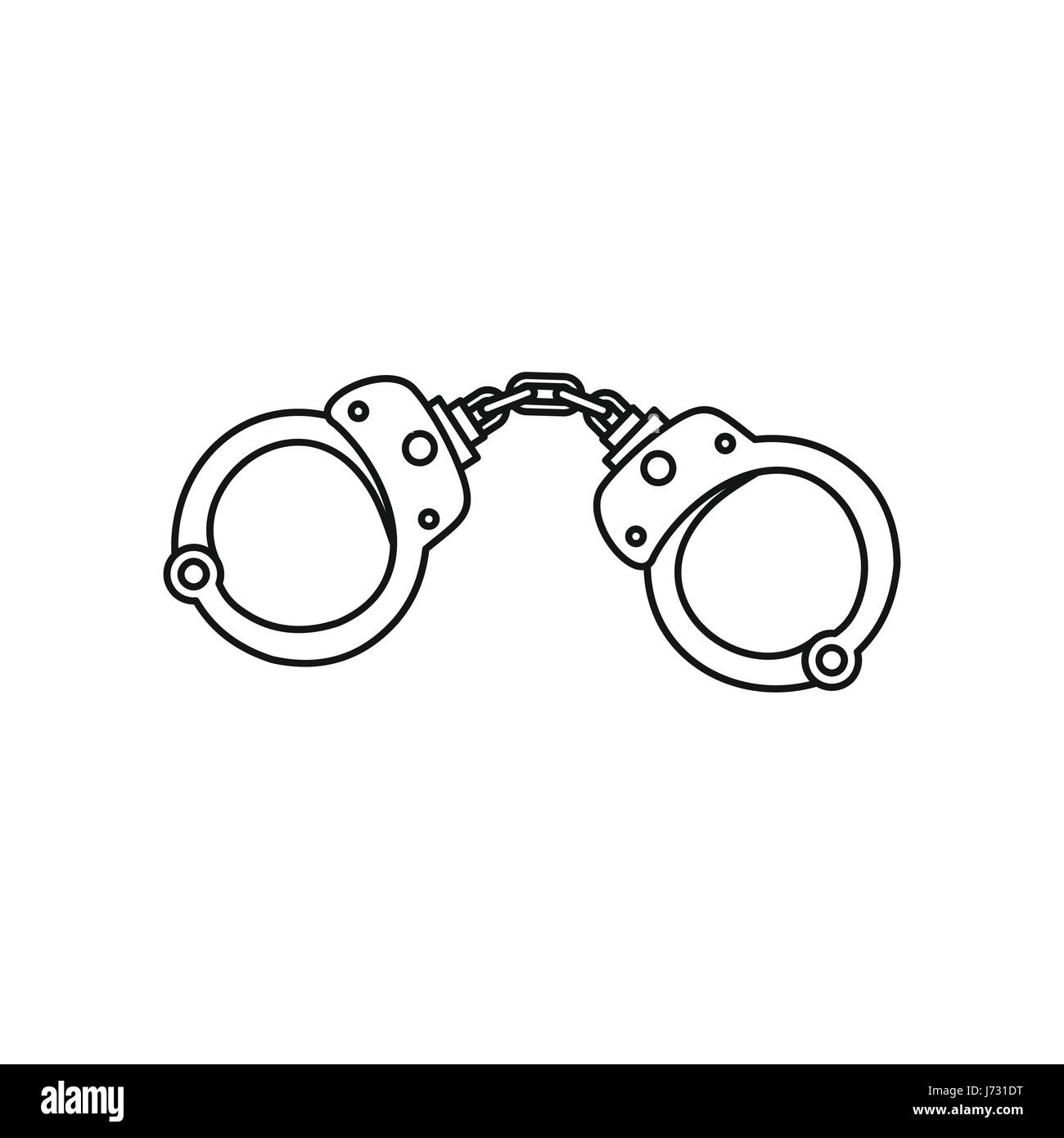 Steel handcuffs icon, outline style Stock Vector