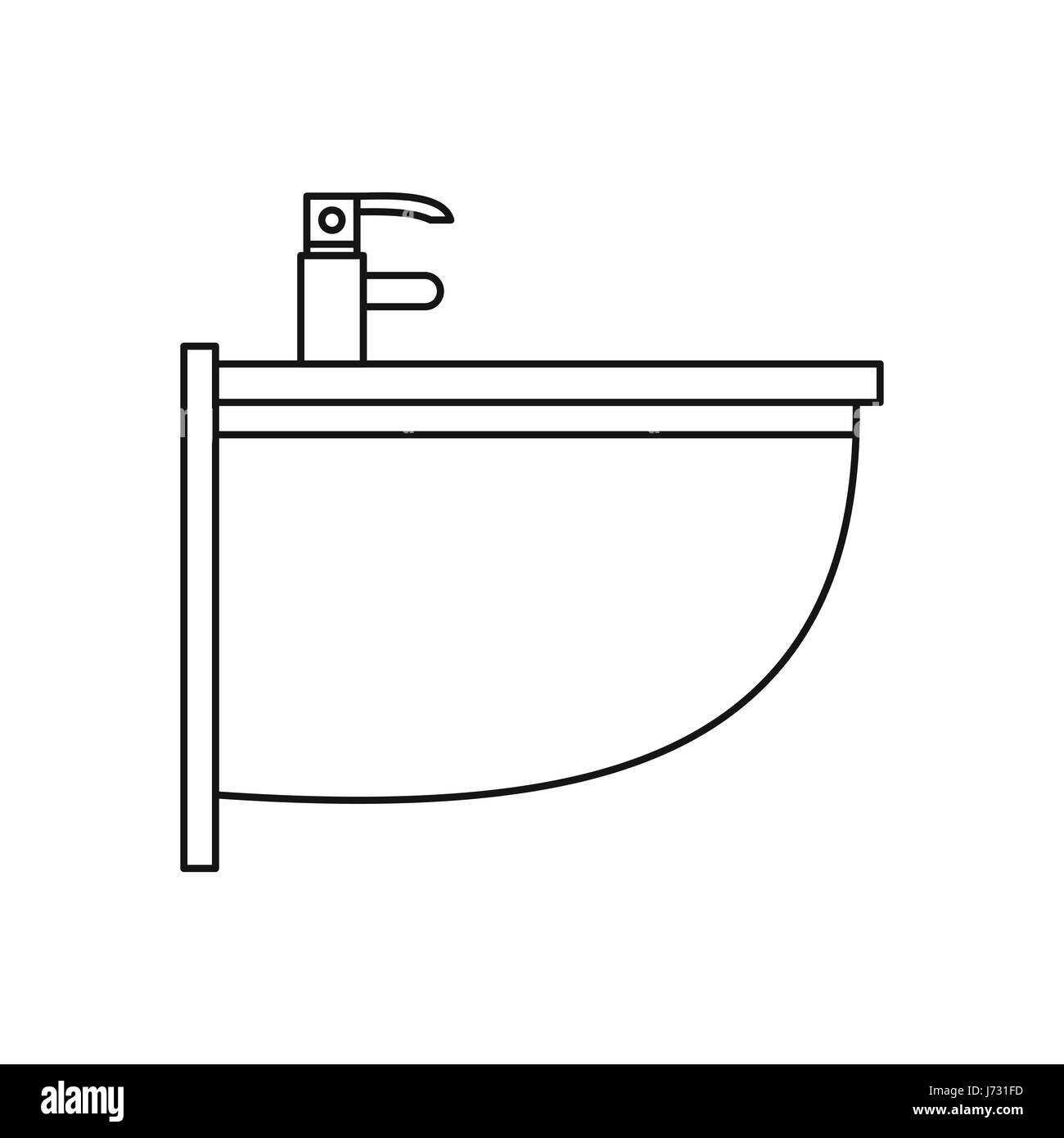 Bathroom sink icon, outline style Stock Vector
