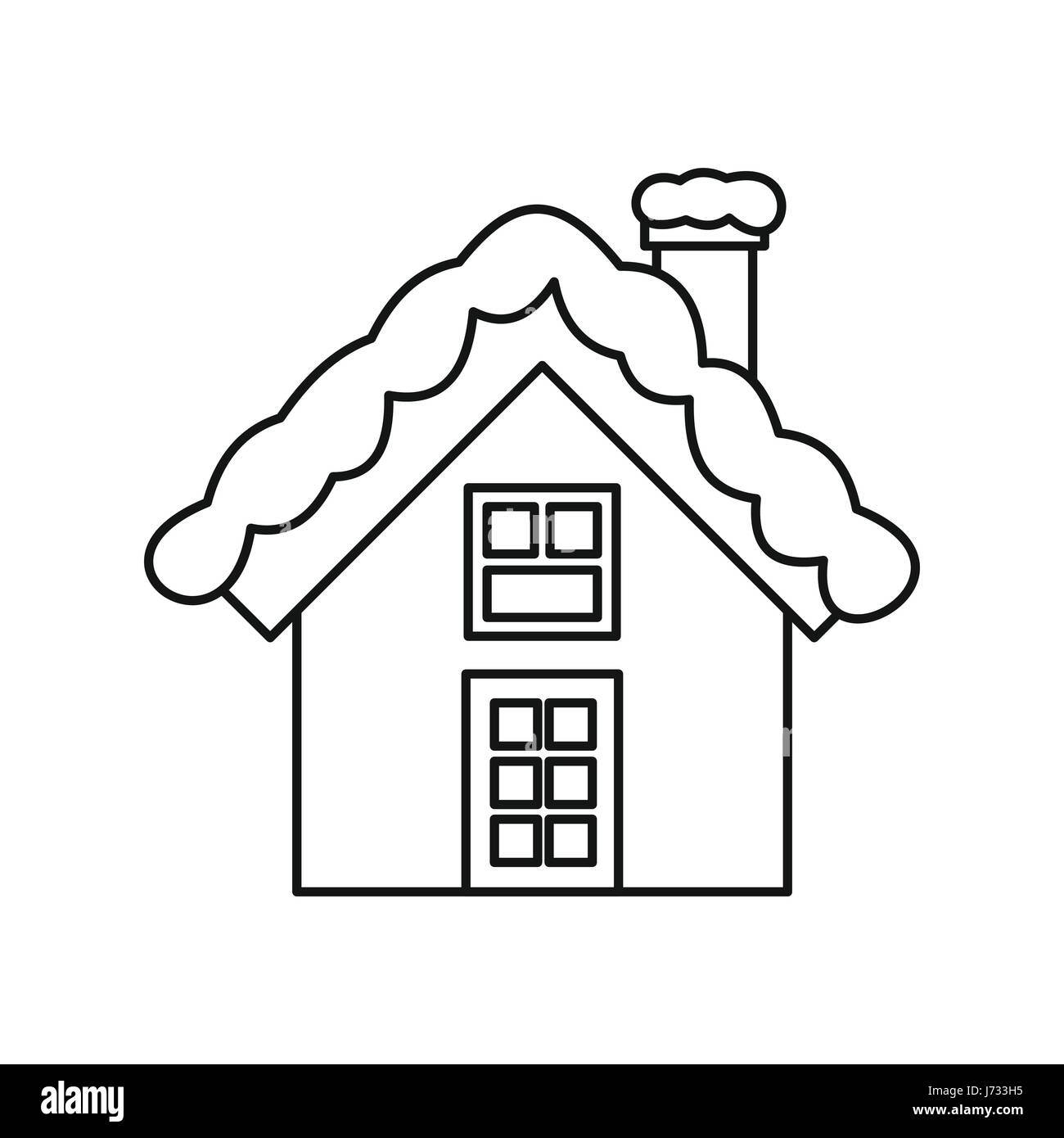 Snowy cottage icon, outline style Stock Vector Image & Art - Alamy