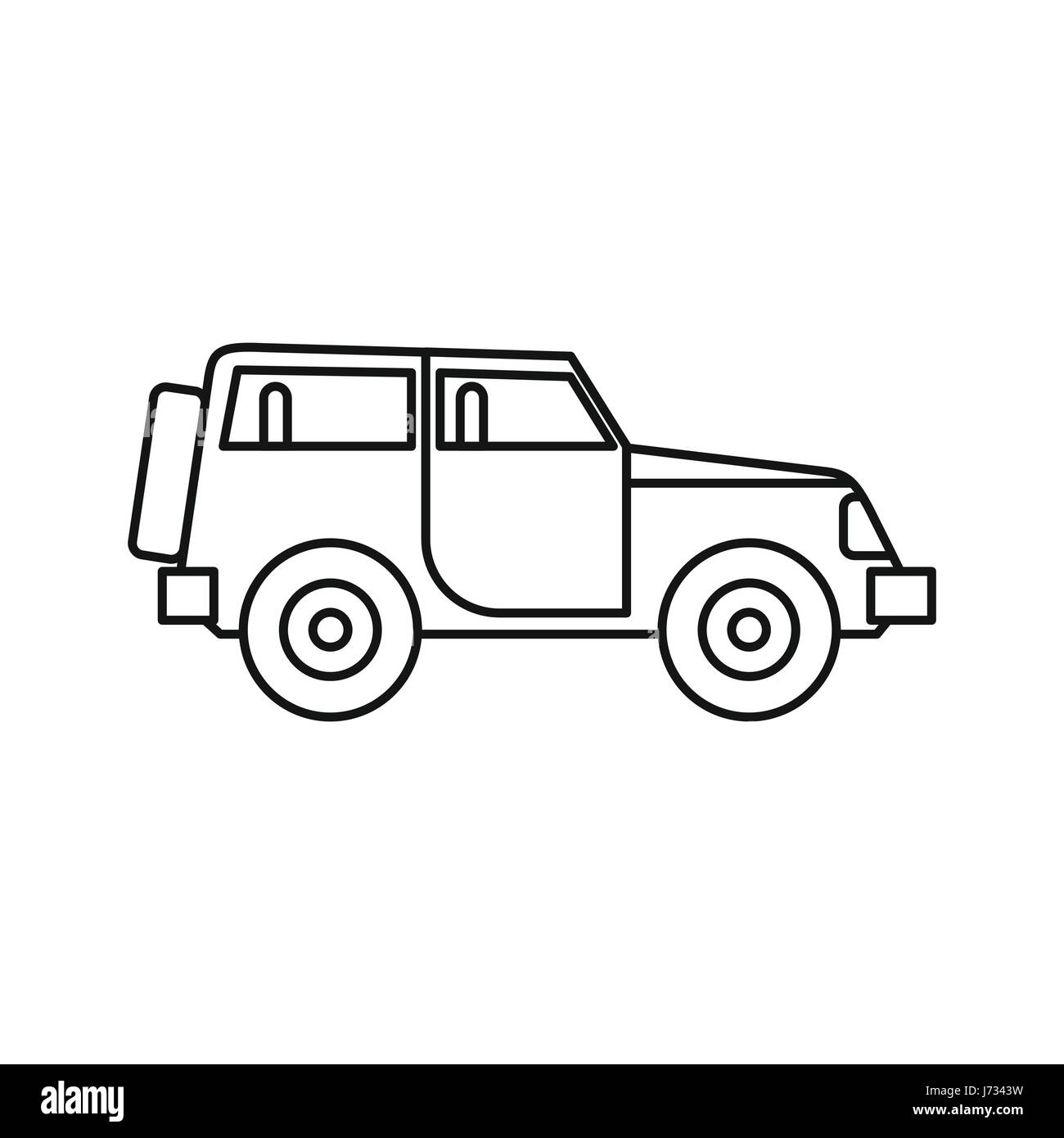 Jeep icon in outline style Stock Vector