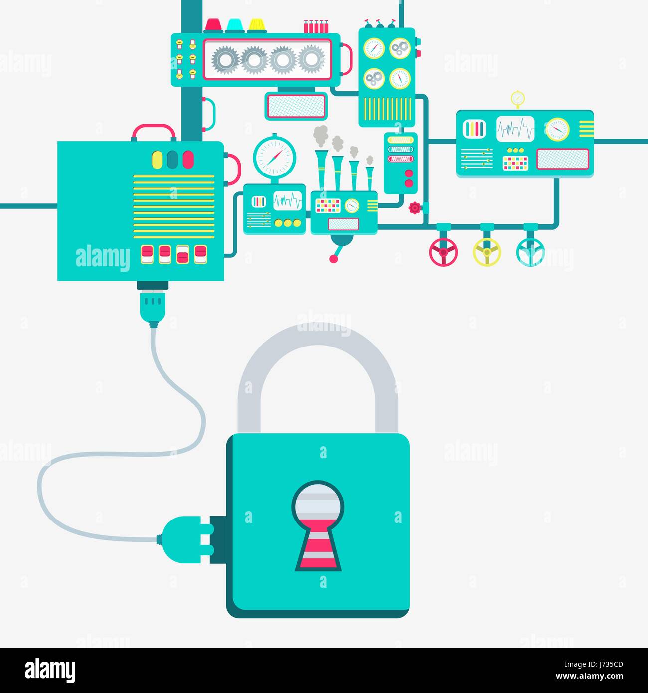 Electric supply of a padlock. Padlock with load status. Machinery